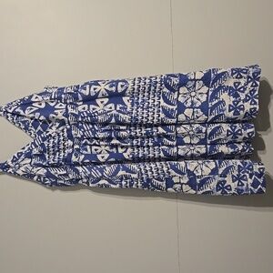 Merona Blue and White Floral Patterned Midi Dress, Size XL
